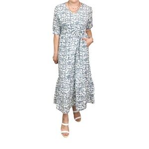 Uncle Frank China Dress In White/Blue Floral Womens Size M